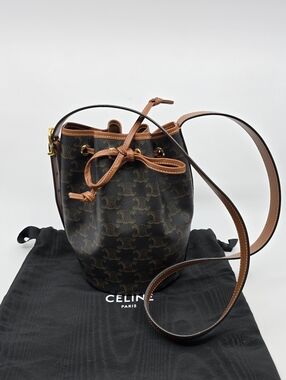 Celine Bucket Triomphe Canvas/Calfskin Small Bag